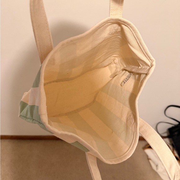 Summer Fridays Green and Cream Striped Tote Bag - Picture 2 of 2